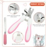 Cat Grooming Kit Set with Pet Shedding Slicker Brush Nail Clipper Trimmer Pet Massage Bath Glove Flea Comb for Bunny Puppy Kitten Guinea Pig Chinchilla Ferret Small Animals (Red, Pink) - Image 7
