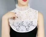 Lace Fake Collars Detachable Dickey Collars with Adjustable Straps for Blouse, Wrist Cuffs (Lace A B+W) - Image 4