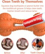 Squeaky Dog Chew Toy for Aggressive Chewers Large Breed, Tough Indestructible Rubber Bone with Toothbrush for Big Medium Dogs Teeth Cleaning - Image 4