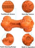 Squeaky Dog Chew Toy for Aggressive Chewers Large Breed, Tough Indestructible Rubber Bone with Toothbrush for Big Medium Dogs Teeth Cleaning - Image 6
