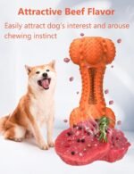 Squeaky Dog Chew Toy for Aggressive Chewers Large Breed, Tough Indestructible Rubber Bone with Toothbrush for Big Medium Dogs Teeth Cleaning - Image 8