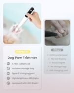 Dog Paw Trimmer with LED Light - Quiet 35dB Electric Dog Grooming Clippers Shaver for Paws, Eyes, Ears, Feet and Face, Cordless Pet Hair Razor for Small to Large Dogs Cats (White) - Image 4