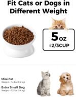 LoeJan Elevated Cat Food Bowl, 5 Oz Ceramic Raised and Tilted Pet Water Bowl, Anti Vomiting and Protect Pets' Spines Cat Dishes for Small Dog, Fat Faced Cat, Kitten (White, 5 OZ) - Image 3
