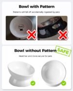 LoeJan Elevated Cat Food Bowl, 5 Oz Ceramic Raised and Tilted Pet Water Bowl, Anti Vomiting and Protect Pets' Spines Cat Dishes for Small Dog, Fat Faced Cat, Kitten (White, 5 OZ) - Image 4