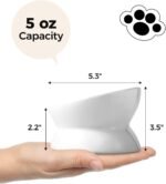 LoeJan Elevated Cat Food Bowl, 5 Oz Ceramic Raised and Tilted Pet Water Bowl, Anti Vomiting and Protect Pets' Spines Cat Dishes for Small Dog, Fat Faced Cat, Kitten (White, 5 OZ) - Image 7
