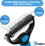 Candure Dematting Comb for Dog and Cat, Pet Grooming Rake and Brushes for Small, Medium Large Dogs 17+9 Double Sided Deshedding Tool Removes Knots & Tangled Hair - Image 3
