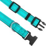 Reflective Dog Collar, Adjustable Soft Neoprene Padded Nylon Pet Collars with Buckle for Large Dogs, Teal,L - Image 4