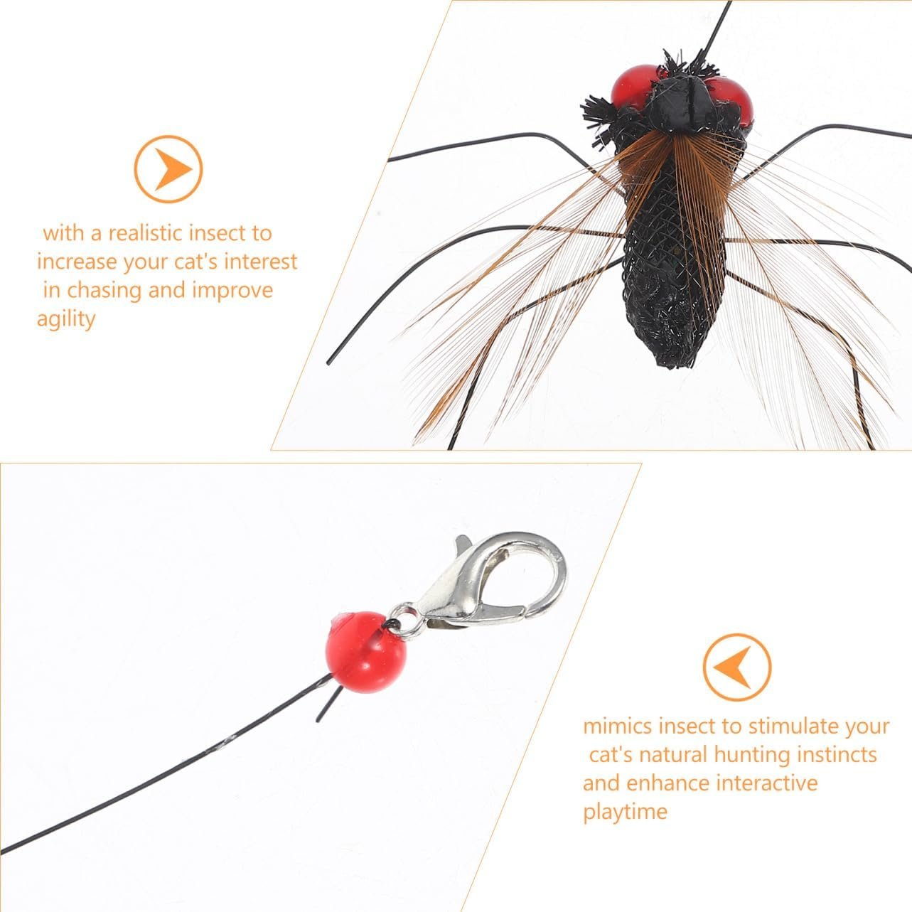 Milisten 2pcs Realistic Replacement Heads Interactive Cat Bugs Teaser for Indoor Kitten Play Long String - Image 4