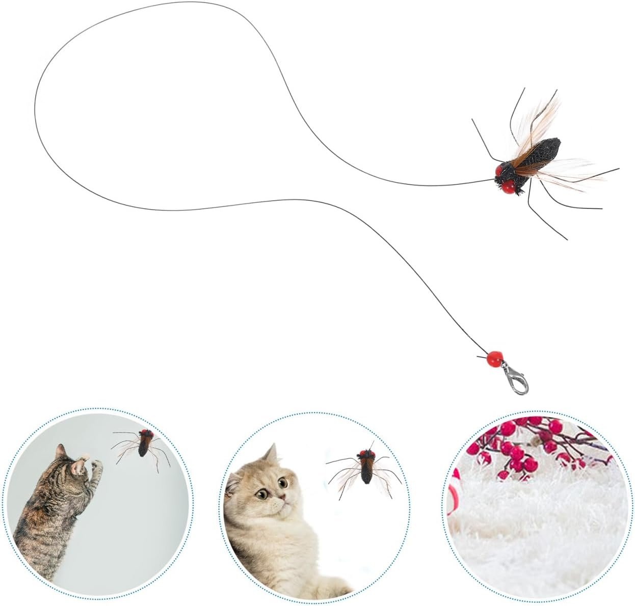 Milisten 2pcs Realistic Replacement Heads Interactive Cat Bugs Teaser for Indoor Kitten Play Long String - Image 9