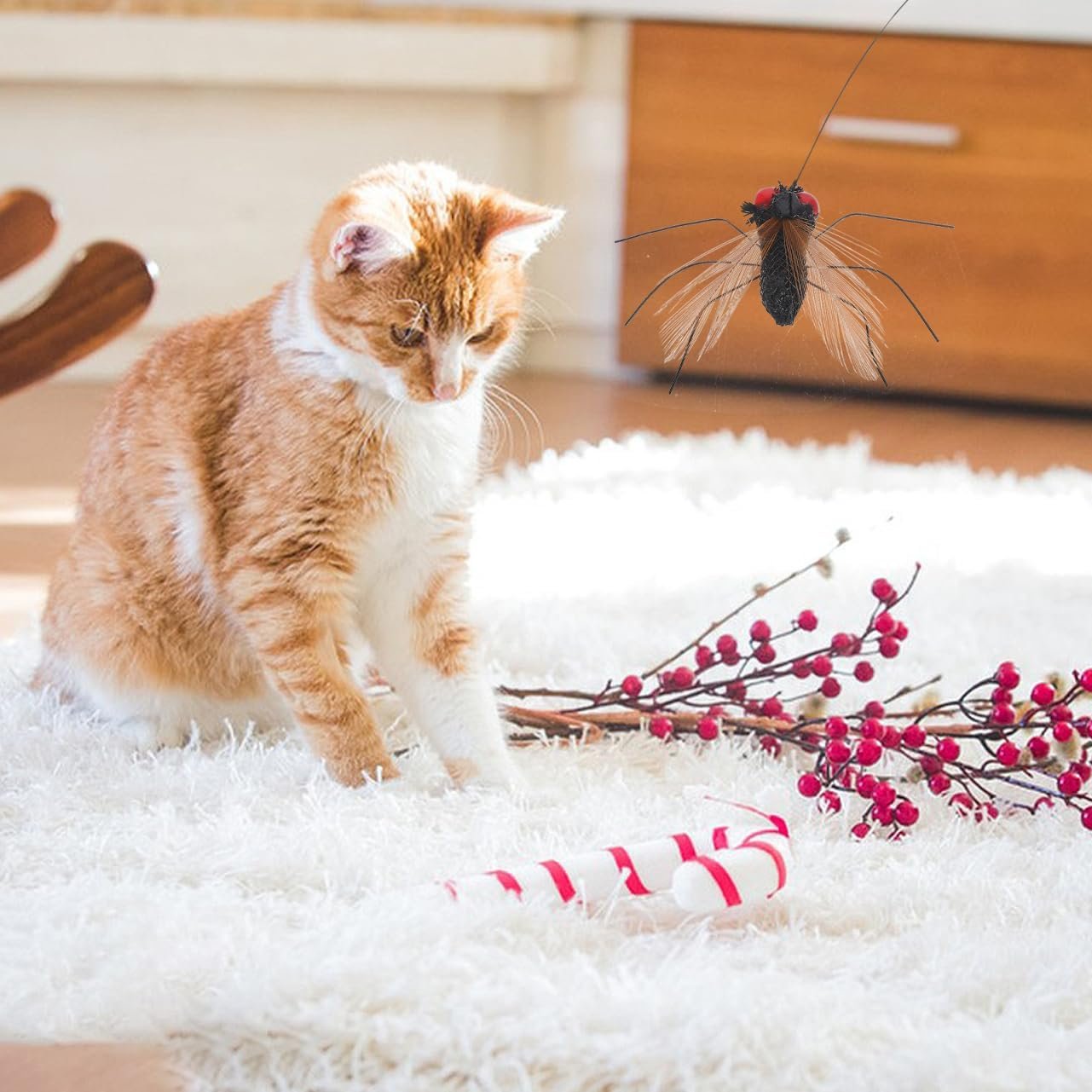 Milisten 2pcs Realistic Replacement Heads Interactive Cat Bugs Teaser for Indoor Kitten Play Long String - Image 10