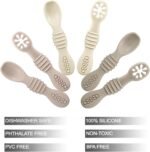 PandaEar Silicone Baby Spoons Self Feeding 6 Months| 6 Pack Baby Feeding Spoons| Toddler Infant led Weaning Spoon| Kid Spoon Ustensile Bebe (Beige/Tan/Brown) - Image 3