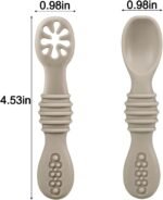 PandaEar Silicone Baby Spoons Self Feeding 6 Months| 6 Pack Baby Feeding Spoons| Toddler Infant led Weaning Spoon| Kid Spoon Ustensile Bebe (Beige/Tan/Brown) - Image 4