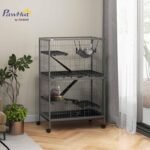 PawHut 50" H 5-Tier Chinchilla Ferret Guinea Pig Cat Cage, Metal Deluxe Animal Critter Nation Cage for Kitten Rabbit, Small Pet House w/Hammock Platform, Ramp, Tray, Grey - Image 3