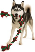 Rope Toy for Large Dogs – 35” (90cm), 5 Knots – Durable Cotton, Tug of war, Chew Toy for Aggressive Chewers – Red - Image 4