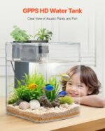 VEVOR Fish Tank Aquarium, 2 Gallon Arch Ultra-Clear GPPS Starter Smart Tank Adjustable 3 Color Lighting, Self Cleaning System Fishbowl for Freshwater & Saltwater Fish Home, Office, or Pet Use - Image 6
