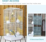 PawHut 36" Bird Cage for Finches, Canaries Budgies, Parrot Cage with Accessories, Handle, White - Image 4