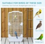 PawHut 36" Bird Cage for Finches, Canaries Budgies, Parrot Cage with Accessories, Handle, White - Image 7