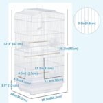 PawHut 36" Bird Cage for Finches, Canaries Budgies, Parrot Cage with Accessories, Handle, White - Image 8
