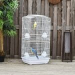 PawHut 36" Bird Cage for Finches, Canaries Budgies, Parrot Cage with Accessories, Handle, White - Image 9