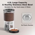 Automatic Cat Feeder,4.2L Timed Auto Pet Feeder Dispenser Dry Food,Programmable 6 Meals Per Day,10S Voice Record,Dual Power Supply,Detachable Cleaning,Transparent Black - Image 6