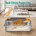 OROLEY Stainless Steel cat Litter Box, Extra Large Size for Big Cats, high-Sided Metal Tray, Leak-Proof, Odor-Resistant, Easy to Clean, Includes Raised Platform and Scoop. - Image 3