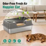 OROLEY Stainless Steel cat Litter Box, Extra Large Size for Big Cats, high-Sided Metal Tray, Leak-Proof, Odor-Resistant, Easy to Clean, Includes Raised Platform and Scoop. - Image 6