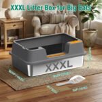 OROLEY Stainless Steel cat Litter Box, Extra Large Size for Big Cats, high-Sided Metal Tray, Leak-Proof, Odor-Resistant, Easy to Clean, Includes Raised Platform and Scoop. - Image 7