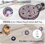 ORSDA Cat Toys Ball, Automatic Fast Rolling Ball in Pouch, Hide and Seek Cat Toy for Indoor Cats, Motion Chirping Activated Moving Ball, 7 Holes Mat Mouse Catching Game - Image 3