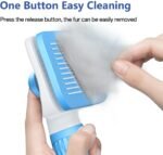 ACE2ACE Dog Brush, Cat Brush for Shedding Long and Short Haired, Self-Cleaning Dog Slicker Brush, Removes Loose Fur for Puppy, Cockapoo, Labrador, Golden Retriever, Pomeranian, Poodle, Rabbits, Blue - Image 3