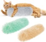 Nydotd 3pcs Cat Toys Cat Pillows, Catnip Toys Interactive Cat Kicker Toy Soft and Durable Plush Fabric Kick Sticks Chasing Chewing Filled Chew for Puppy Kitty Exercise (Gray, Beige, Grass Green) - Image 6