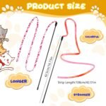 6 Pack Cat Wand Toy, Interactive Cat Rainbow Wand Toys, Interactive Cat Teaser Wand String, Colorful Ribbon Charmer for Kitten Cat Exerciser Playing - Image 3