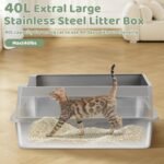 Homegroove XXXL Stainless Steel Litter Box with High Sides, 28"x20"x12" Extra Large Cat Litter Box for Big Cats, Metal Cat Litter Boxes Anti-Urine Leakage, Easy Clean (Grey) - Image 5