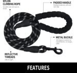 5/6 FT Strong Pet Dog Leash with Soft Padded Handle,Highly Reflective Rope for Night Walking,360-Degree Rotating Metal Buckle Without Tangles,Suitable for Small,Medium and Large Dogs.(5ft) - Image 4