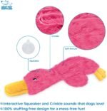 Best Pet Supplies Crinkle Dog Toy for Small, Medium, and Large Breeds, Cute No Stuffing Duck with Soft Squeaker, Fun for Indoor Puppies and Senior Pups, Plush No Mess Chew and Play - Light Pink - Image 4
