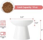 Extra Wide Elevated Ceramic Cat Bowl - 6.2" Shallow Dish for Whisker Fatigue Relief, 5" Height for Easy Feeding, Lead & Cadmium Free, Durable Raised Cat Food Bowls, White - Image 6