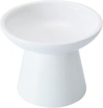 Extra Wide Elevated Ceramic Cat Bowl - 6.2" Shallow Dish for Whisker Fatigue Relief, 5" Height for Easy Feeding, Lead & Cadmium Free, Durable Raised Cat Food Bowls, White - Image 10