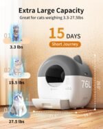 Self Cleaning Litter Box,76L Automatic Cat Litter Box Self Cleaning with APP Control,Low Noise,Safety Protection,Roll Garbage Bags,Deodorizer and Cleaning Brush for Multiple Cats - Image 4