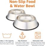 Amazon Basics Stainless Steel Non-Skid Pet Dog Water and Food Bowl, 2-Pack (25.9cm x 7cm), Each Holds Up to 1.15L - Image 4