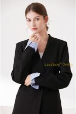 LoudSung Fake Collar Stripe False Dickey Collar Matched Cuffs Sets Detachable Half Shirt Blouse Elegant for Women Girls - Image 4