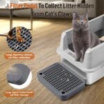 Cat Litter Box Ramp with Filter Function, Cat Litter Box Step Mat for Self-Cleaning, Easy to Clean, Cats Pedal Step Stool Ideal for Kitten & Elderly Cats (Dark Grey) - Image 4
