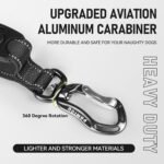 Heavy Duty Dog Leash with Strong Lead for Medium to Large Dogs, Shock Absorbing with Bungee Design, Two Padded Handle & Car Seat Belt Buckle, Light Reflective Rope (Black) - Image 3