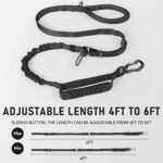 Heavy Duty Dog Leash with Strong Lead for Medium to Large Dogs, Shock Absorbing with Bungee Design, Two Padded Handle & Car Seat Belt Buckle, Light Reflective Rope (Black) - Image 6