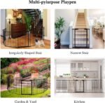 Inspirer Studio 5,6,8 Panel Heavy Duty Metal Gate Pet Fence Safe Playpen Barrier (Black, 6 Panel) - Image 7