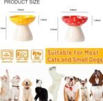 2 Pack Raised Cat Bowl 6 Inch Wide Ceramic Elevated Cat Food Bowl for Food and Water, Whisker Friendly Tilted Cat Dish for Flat Faced Kitten, Cat Feeding Bowl, Shallow Cat Dish (Red&Yellow) - Image 3