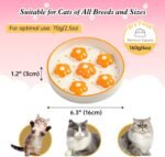 Ceramic Cat Slow Feeder Bowl - Slow Feeding Cat Bowl Healthy Eating - Colorful Cat Food Plate - Fun Cute Cat Puzzle Feeder Dish - Dishwasher Safe - 6.3''W x 1.2''H - 6 OZ - Bright Orange Flower - Image 3