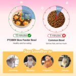 Ceramic Cat Slow Feeder Bowl - Slow Feeding Cat Bowl Healthy Eating - Colorful Cat Food Plate - Fun Cute Cat Puzzle Feeder Dish - Dishwasher Safe - 6.3''W x 1.2''H - 6 OZ - Bright Orange Flower - Image 4