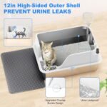 Stainless Steel Cat Litter Box with Lid, XL for Big Cats, High Sided Metal Litter Pan, Anti Leakage,Odor-Free & Easy Cleaning,Included Scoop &Trash Bag*2 & Mat & Sticker (White) - Image 5