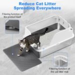 Stainless Steel Cat Litter Box with Lid, XL for Big Cats, High Sided Metal Litter Pan, Anti Leakage,Odor-Free & Easy Cleaning,Included Scoop &Trash Bag*2 & Mat & Sticker (White) - Image 6