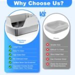 Stainless Steel Cat Litter Box with Lid, XL for Big Cats, High Sided Metal Litter Pan, Anti Leakage,Odor-Free & Easy Cleaning,Included Scoop &Trash Bag*2 & Mat & Sticker (White) - Image 7