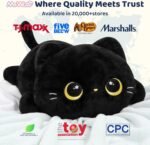 Mewaii Cute Black Cat Plush Pillow, Kawaii Plushies Black Cat Stuffed Animals, Squishy Plushies, Cuddle Plush Pillow for Kids & Girls (13 Inch) - Image 3